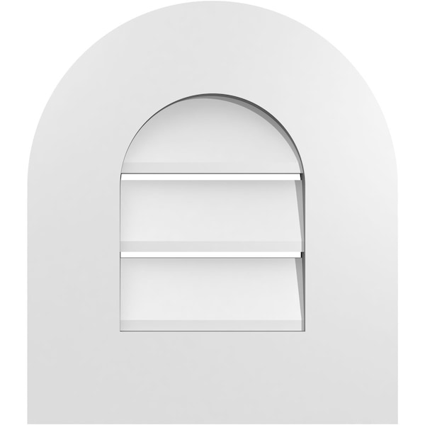 Ekena Millwork Round Top Surface Mount PVC Gable Vent: Functional, w/ 3-1/2"W x 1"P Standard Frame, 14"W x 16"H - GVPRT14X1601SF
