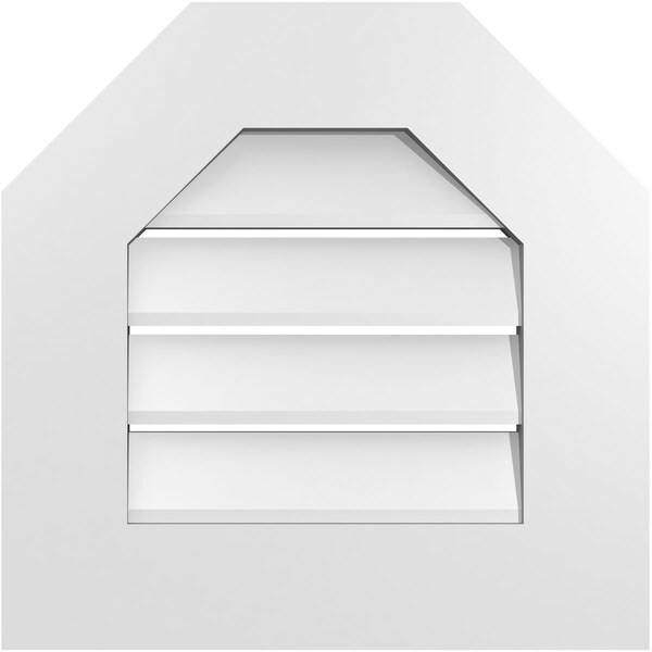 Ekena Millwork Octagonal Top Surface Mount PVC Gable Vent: Functional, w/ 3-1/2"W x 1"P Standard Frame, 18"W x 18"H - GVPOT18X1801SF