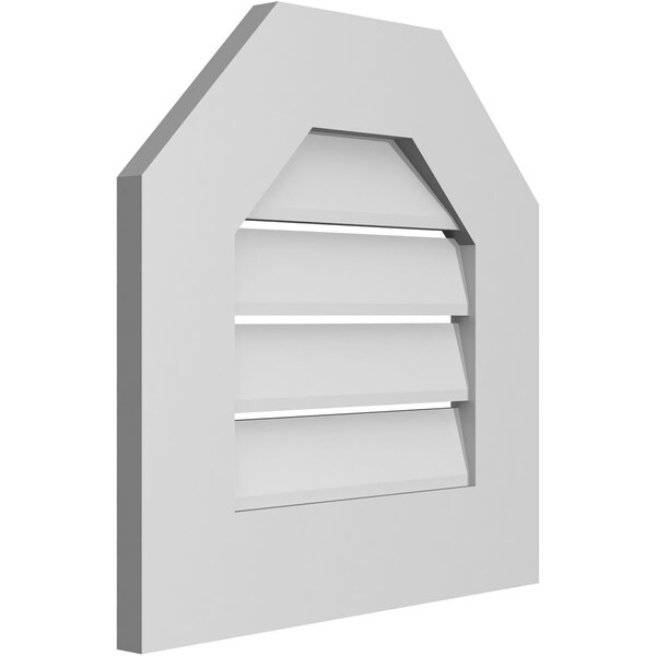 Ekena Millwork Octagonal Top Surface Mount PVC Gable Vent: Functional, w/ 3-1/2"W x 1"P Standard Frame, 18"W x 18"H - GVPOT18X1801SF