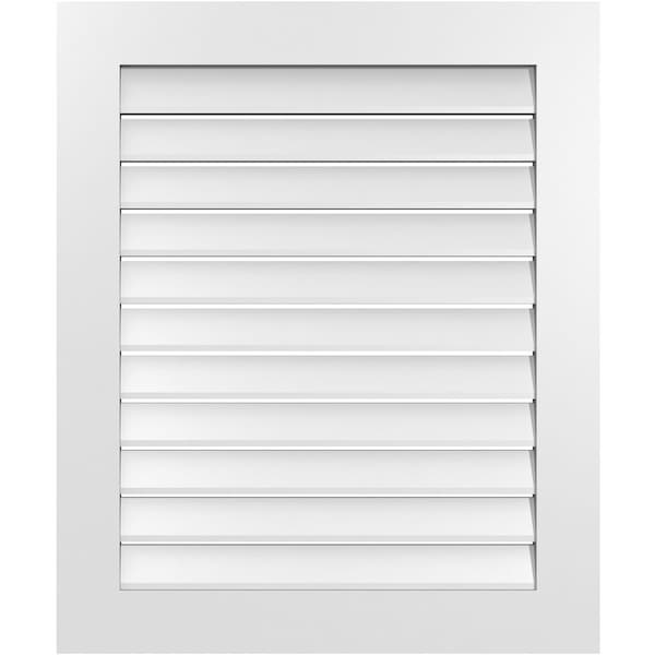 Ekena Millwork Vertical Surface Mount PVC Gable Vent: Functional, w/ 3-1/2"W x 1"P Standard Frame, 30"W x 36"H - GVPVE30X3601SF