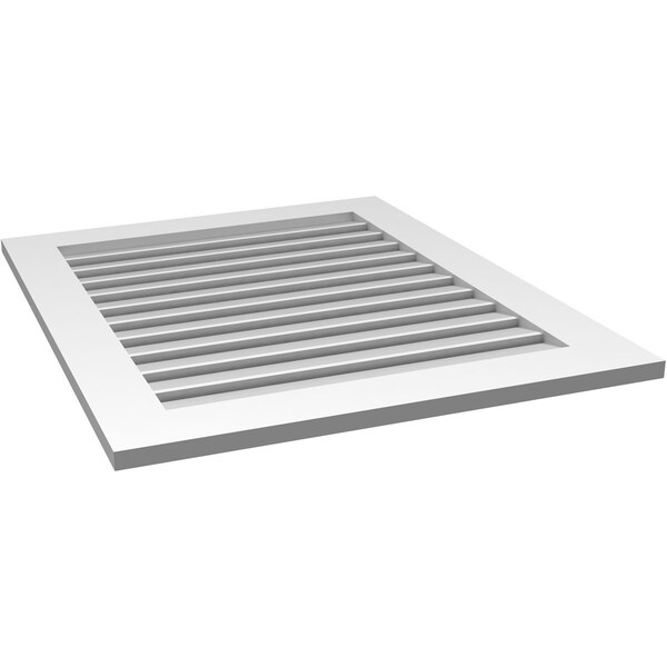 Ekena Millwork Vertical Surface Mount PVC Gable Vent: Functional, w/ 3-1/2"W x 1"P Standard Frame, 30"W x 36"H - GVPVE30X3601SF