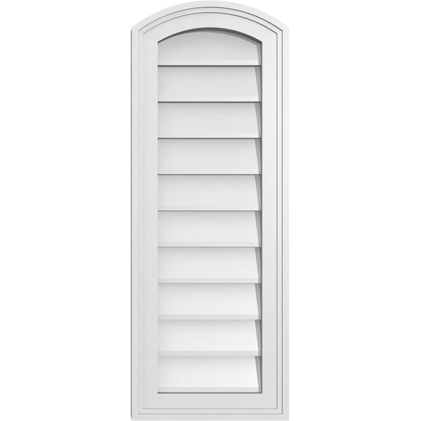 Ekena Millwork Arch Top Surface Mount PVC Gable Vent: Functional, w/ 2"W x 1-1/2"P Brickmould Frame, 12"W x 32"H - GVPAR12X3202SF
