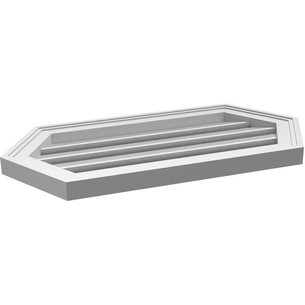 Ekena Millwork Half Round Surface Mount PVC Gable Vent: Functional, w/ 2"W x 1-1/2"P Brickmould Frame, 28"W x 14"H - GVPHR28X1402SF