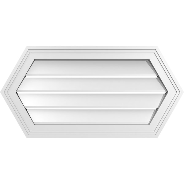 Ekena Millwork Half Round Surface Mount PVC Gable Vent: Functional, w/ 2"W x 1-1/2"P Brickmould Frame, 28"W x 14"H - GVPHR28X1402SF