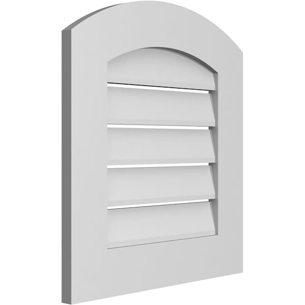 Ekena Millwork Arch Top Surface Mount PVC Gable Vent: Non-Functional, w/ 3-1/2"W x 1"P Standard Frame, 20"W x 20"H - GVPAR20X2001SN