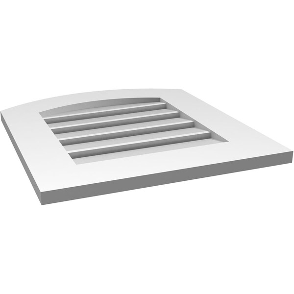 Ekena Millwork Arch Top Surface Mount PVC Gable Vent: Non-Functional, w/ 3-1/2"W x 1"P Standard Frame, 20"W x 20"H - GVPAR20X2001SN