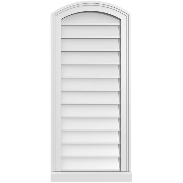 Ekena Millwork Arch Top Surface Mount PVC Gable Vent: Functional, w/ 2"W x 2"P Brickmould Sill Frame, 16"W x 36"H - GVPAR16X3603SF