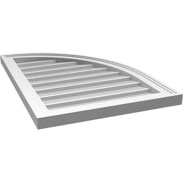 Ekena Millwork Quarter Round Top Right Surface Mount PVC Gable Vent w/ 2"W x 2"P Brickmould Sill Frame, 20"W x 28"H - GVPQR20X2803SN