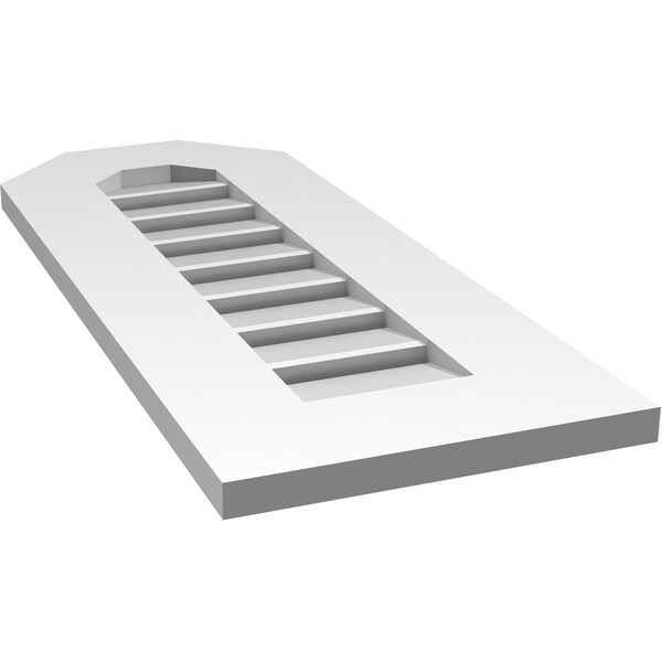 Ekena Millwork Octagonal Top Surface Mount PVC Gable Vent: Functional, w/ 3-1/2"W x 1"P Standard Frame, 12"W x 30"H - GVPOT12X3001SF