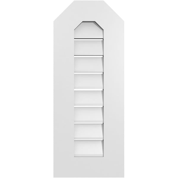 Ekena Millwork Octagonal Top Surface Mount PVC Gable Vent: Functional, w/ 3-1/2"W x 1"P Standard Frame, 12"W x 30"H - GVPOT12X3001SF
