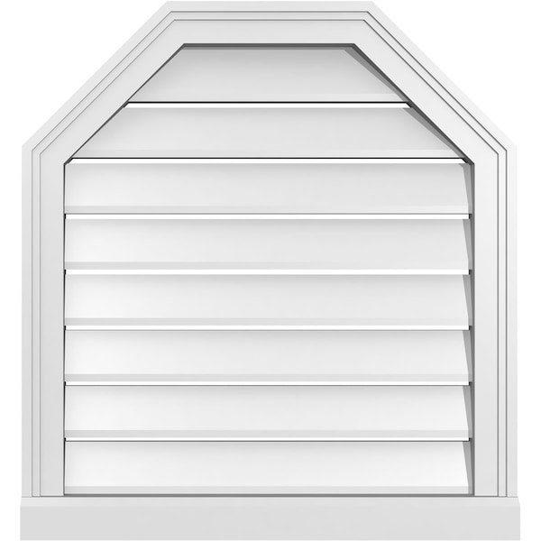 Ekena Millwork Octagonal Top Surface Mount PVC Gable Vent w/ 2"W x 2"P Brickmould Sill Frame, 24"W x 26"H - GVPOT24X2603SF