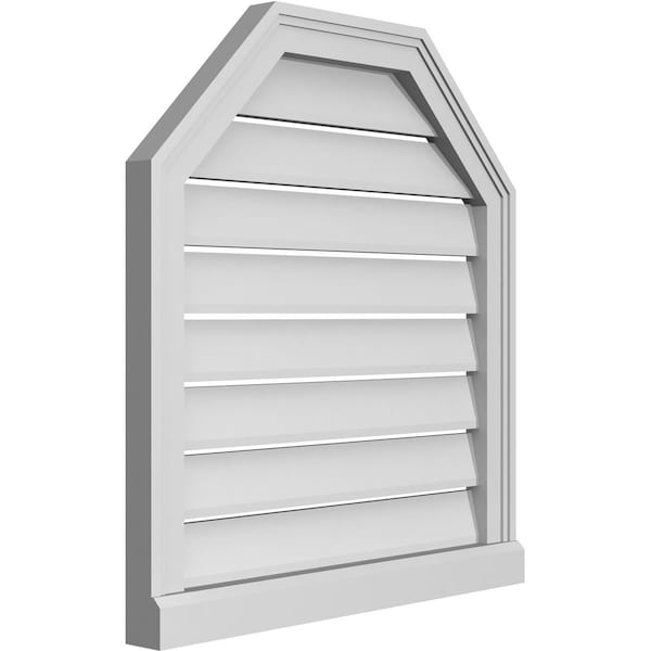 Ekena Millwork Octagonal Top Surface Mount PVC Gable Vent w/ 2"W x 2"P Brickmould Sill Frame, 24"W x 26"H - GVPOT24X2603SF