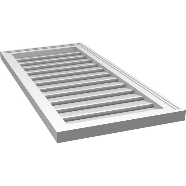 Ekena Millwork Vertical Surface Mount PVC Gable Vent: Functional, w/ 2"W x 1-1/2"P Brickmould Frame, 18"W x 38"H - GVPVE18X3802SF
