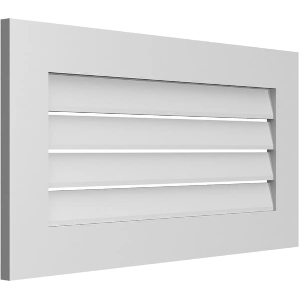 Ekena Millwork Vertical Surface Mount PVC Gable Vent: Functional, w/ 3-1/2"W x 1"P Standard Frame, 34"W x 18"H - GVPVE34X1801SF