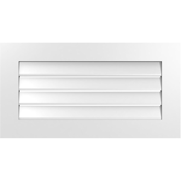 Ekena Millwork Vertical Surface Mount PVC Gable Vent: Functional, w/ 3-1/2"W x 1"P Standard Frame, 34"W x 18"H - GVPVE34X1801SF