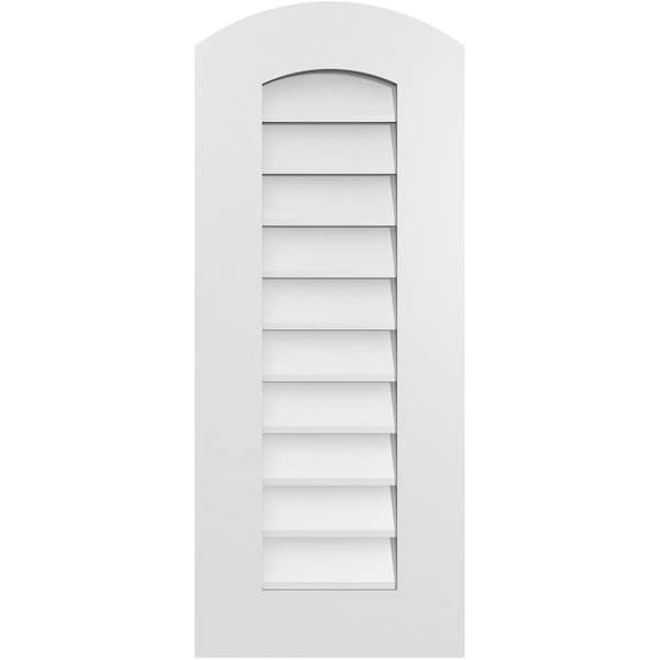 Ekena Millwork Arch Top Surface Mount PVC Gable Vent: Functional, w/ 3-1/2"W x 1"P Standard Frame, 14"W x 34"H - GVPAR14X3401SF