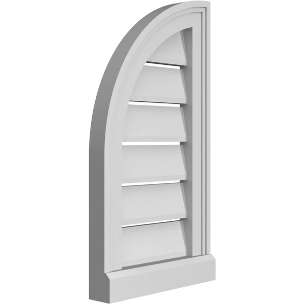 Ekena Millwork Quarter Round Top Left Surface Mount PVC Gable Vent w/ 2"W x 2"P Brickmould Sill Frame, 12"W x 22"H - GVPQL12X2203SF