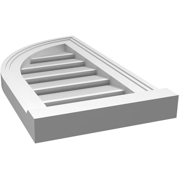 Ekena Millwork Quarter Round Top Left Surface Mount PVC Gable Vent w/ 2"W x 2"P Brickmould Sill Frame, 12"W x 22"H - GVPQL12X2203SF