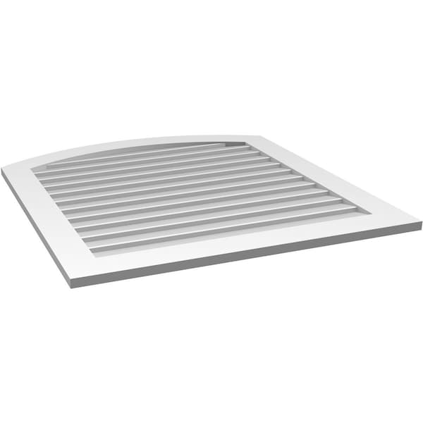 Ekena Millwork Arch Top Surface Mount PVC Gable Vent: Functional, w/ 3-1/2"W x 1"P Standard Frame, 38"W x 40"H - GVPAR38X4001SF