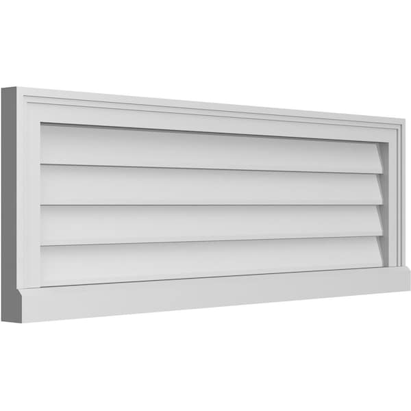 Ekena Millwork Vertical Surface Mount PVC Gable Vent w/ 2"W x 2"H , Brickmould Sill Frame, 40"W x 14"H - GVPVE40X1403SN
