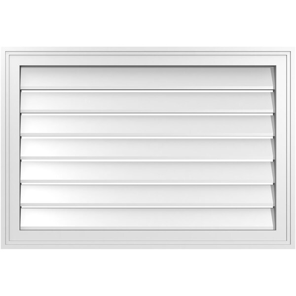 Ekena Millwork Vertical Surface Mount PVC Gable Vent: Functional, w/ 2"W x 1-1/2"P Brickmould Frame, 32"W x 22"H - GVPVE32X2202SF