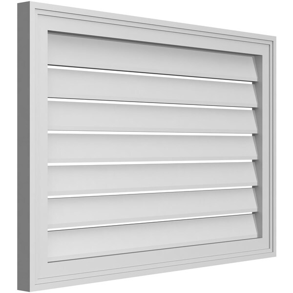 Ekena Millwork Vertical Surface Mount PVC Gable Vent: Functional, w/ 2"W x 1-1/2"P Brickmould Frame, 32"W x 22"H - GVPVE32X2202SF