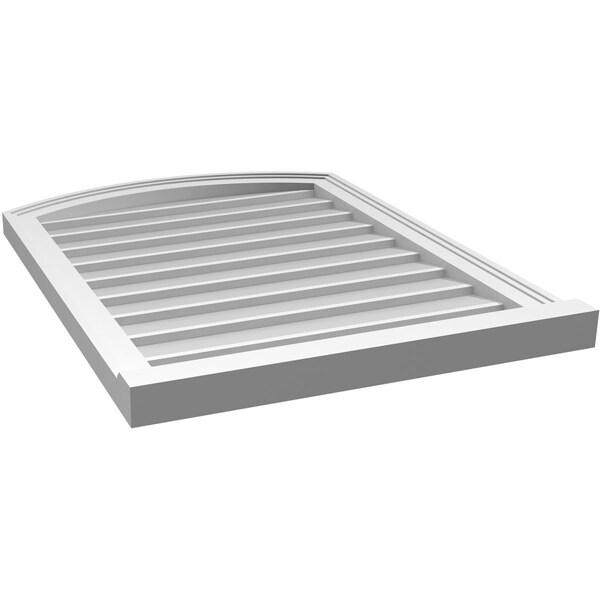 Ekena Millwork Arch Top Surface Mount PVC Gable Vent: Functional, w/ 2"W x 2"P Brickmould Sill Frame, 24"W x 32"H - GVPAR24X3203SF