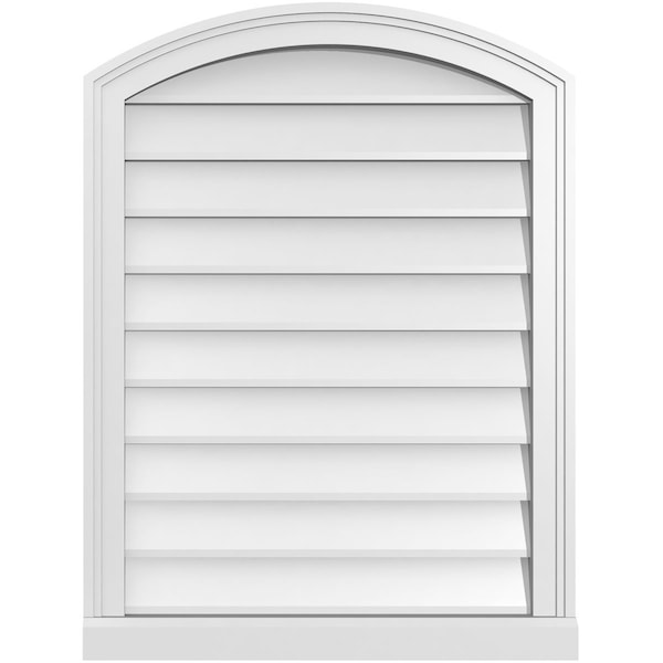 Ekena Millwork Arch Top Surface Mount PVC Gable Vent: Functional, w/ 2"W x 2"P Brickmould Sill Frame, 24"W x 32"H - GVPAR24X3203SF