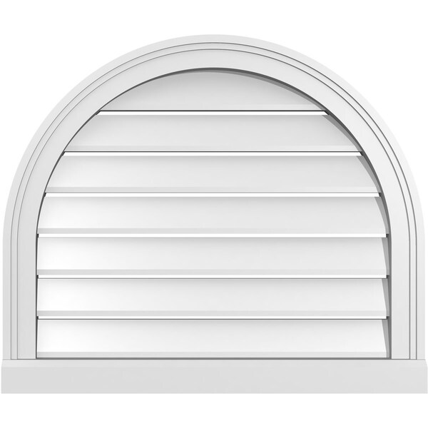 Ekena Millwork Round Top Surface Mount PVC Gable Vent: Functional, w/ 2"W x 2"P Brickmould Sill Frame, 26"W x 22"H - GVPRT26X2203SF