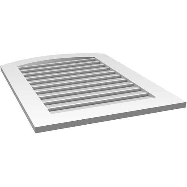 Ekena Millwork Arch Top Surface Mount PVC Gable Vent: Non-Functional, w/ 3-1/2"W x 1"P Standard Frame, 26"W x 34"H - GVPAR26X3401SN