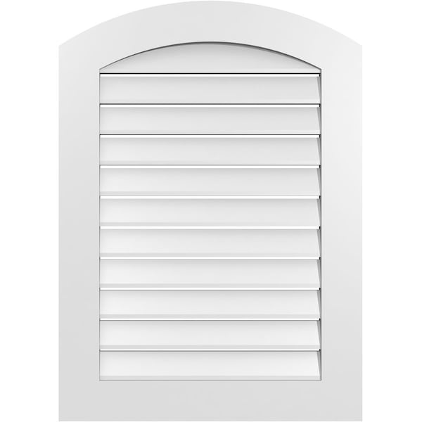 Ekena Millwork Arch Top Surface Mount PVC Gable Vent: Non-Functional, w/ 3-1/2"W x 1"P Standard Frame, 26"W x 34"H - GVPAR26X3401SN