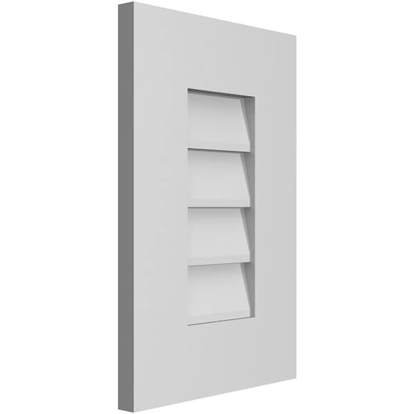 Ekena Millwork Vertical Surface Mount PVC Gable Vent: Non-Functional, w/ 3-1/2"W x 1"P Standard Frame, 12"W x 18"H - GVPVE12X1801SN