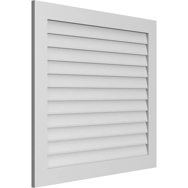 Ekena Millwork Vertical Surface Mount PVC Gable Vent: Non-Functional, w/3-1/2"W x 1"H, Standard Frame, 42"W x 38"H - GVPVE42X3801SN