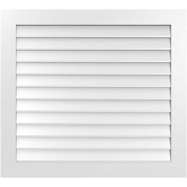Ekena Millwork Vertical Surface Mount PVC Gable Vent: Non-Functional, w/3-1/2"W x 1"H, Standard Frame, 42"W x 38"H - GVPVE42X3801SN