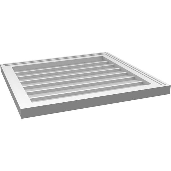 Ekena Millwork Vertical Surface Mount PVC Gable Vnt: Non-Functional, w/2"W x 1-1/2"H, Brickmould Frame, 24"W x 22"H - GVPVE24X2202SN