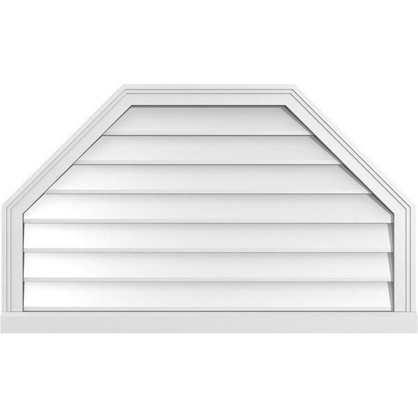 Ekena Millwork Octagonal Top Surface Mount PVC Gable Vent w/ 2"W x 2"P Brickmould Sill Frame, 40"W x 24"H - GVPOT40X2403SN