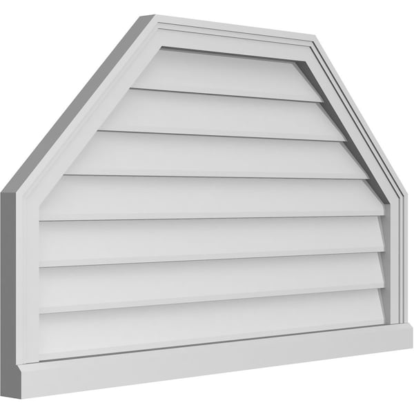 Ekena Millwork Octagonal Top Surface Mount PVC Gable Vent w/ 2"W x 2"P Brickmould Sill Frame, 40"W x 24"H - GVPOT40X2403SN