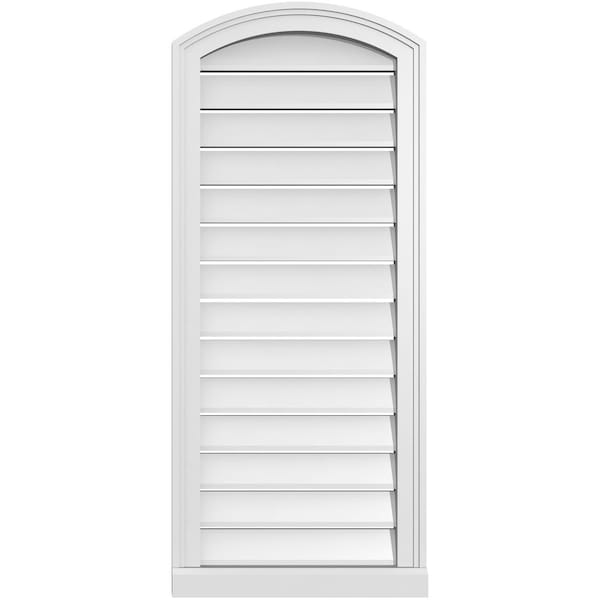 Ekena Millwork Arch Top Surface Mount PVC Gable Vent w/ 2"W x 2"P Brickmould Sill Frame, 18"W x 40"H - GVPAR18X4003SN