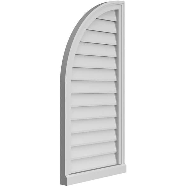 Ekena Millwork Quarter Round Top Left Surface Mount PVC Gable Vent w/ 2"W x 2"P Brickmould Sill Frame, 20"W x 40"H - GVPQL20X4003SN