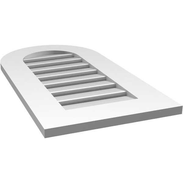 Ekena Millwork Round Top Surface Mount PVC Gable Vent: Functional, w/ 3-1/2"W x 1"P Standard Frame, 16"W x 30"H - GVPRT16X3001SF