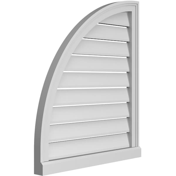 Ekena Millwork Quarter Round Top Left Surface Mount PVC Gable Vent w/ 2"W x 2"P Brickmould Sill Frame, 26"W x 30"H - GVPQL26X3003SF