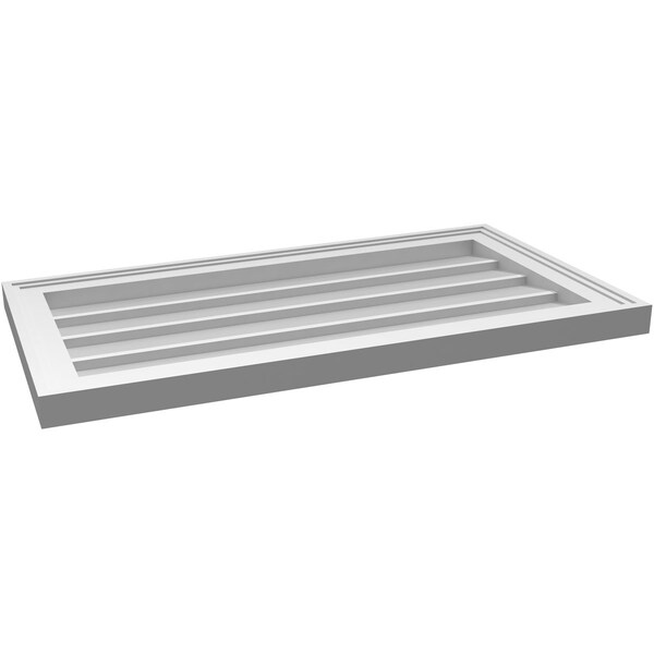 Ekena Millwork Vertical Surface Mount PVC Gable Vnt: Non-Functional, w/2"W x 1-1/2"H, Brickmould Frame, 30"W x 16"H - GVPVE30X1602SN