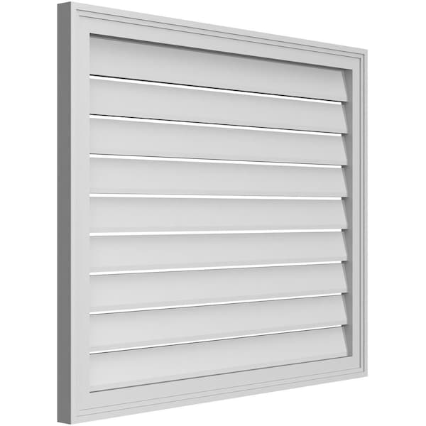 Ekena Millwork Vertical Surface Mount PVC Gable Vent: Functional, w/ 2"W x 1-1/2"P Brickmould Frame, 36"W x 30"H - GVPVE36X3002SF