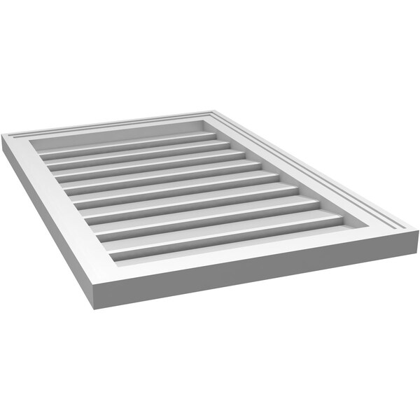 Ekena Millwork Vertical Surface Mount PVC Gable Vent: Functional, w/ 2"W x 1-1/2"P Brickmould Frame, 20"W x 30"H - GVPVE20X3002SF