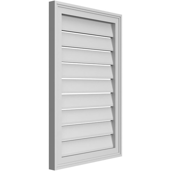 Ekena Millwork Vertical Surface Mount PVC Gable Vent: Functional, w/ 2"W x 1-1/2"P Brickmould Frame, 20"W x 30"H - GVPVE20X3002SF