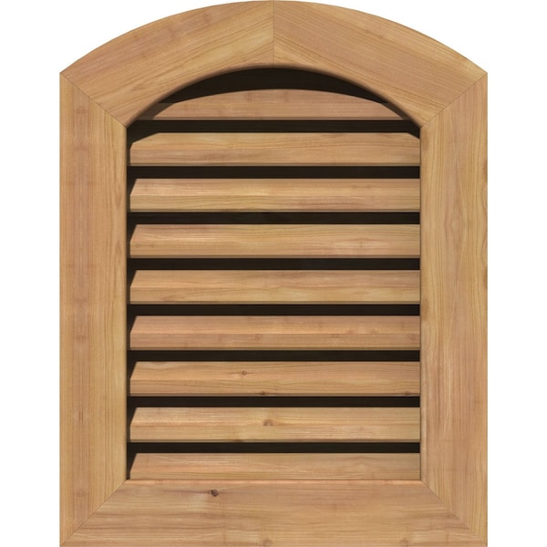 Ekena Millwork Arch Top Gable Vent Functional, Western Red Cedar Gable Vent w/ 1" x 4" Flat Trim Frame, 12"W x 36"H - GVWAR12X3601SFUWR