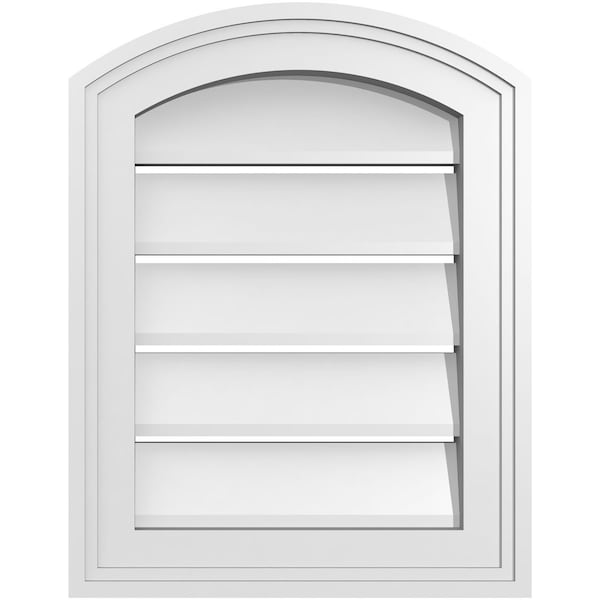 Ekena Millwork Arch Top Surface Mount PVC Gable Vent: Non-Functional, w/2"W x 1-1/2"P Brickmould Frame, 14"W x 16"H - GVPAR14X1602SN
