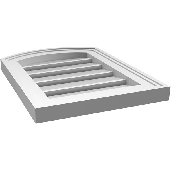 Ekena Millwork Arch Top Surface Mount PVC Gable Vent: Non-Functional, w/2"W x 1-1/2"P Brickmould Frame, 14"W x 16"H - GVPAR14X1602SN