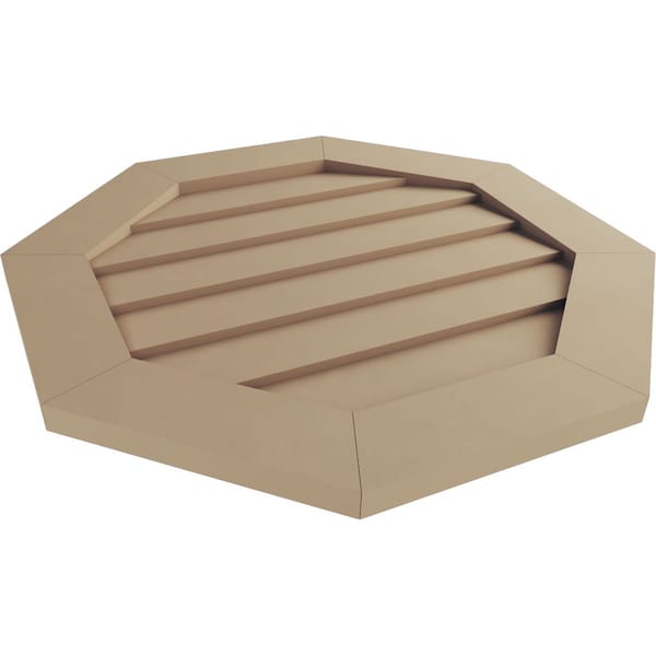 Ekena Millwork Timberthane Rustic Smooth Octagonal Faux Wood Non-Functional Gable Vent, Primed Tan, 33"W x 33"H - GVUROC33X33DSMPR