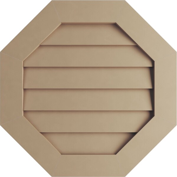 Ekena Millwork Timberthane Rustic Smooth Octagonal Faux Wood Non-Functional Gable Vent, Primed Tan, 33"W x 33"H - GVUROC33X33DSMPR